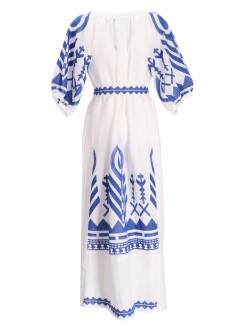 greek archaic kori dress womandress long feather chevron belt ss - s25k230654 1301