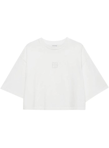 anine bing top womanmyers cropped tee framed monogram - a0810920ivy26 ivory