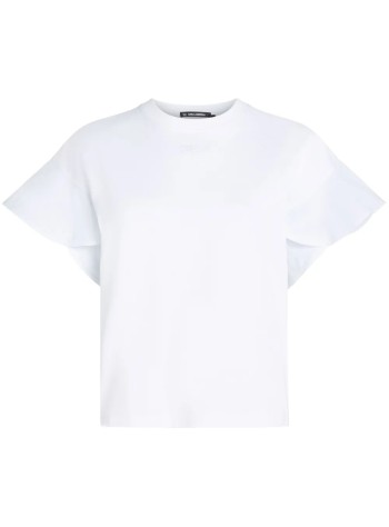 karl lagerfeld top womanfabric mix t shirt - a2w17063 100