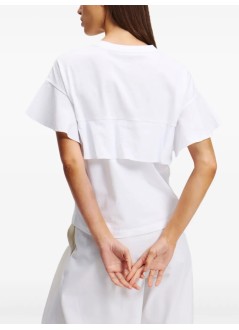 karl lagerfeld top womanfabric mix t shirt - a2w17063 100