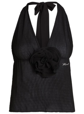 karl lagerfeld shirt womankarl dna plisse halter top - a2w46007 dw1