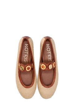 kotris sandals bailarina mujer leather flat ballerinas - w19858 caramel