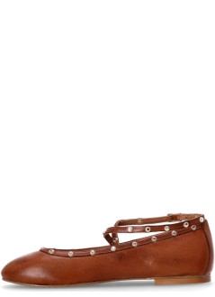 kotris sandals bailarina mujer leather flat ballerinas - w19065 caramel