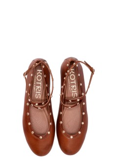kotris sandals bailarina mujer leather flat ballerinas - w19065 caramel