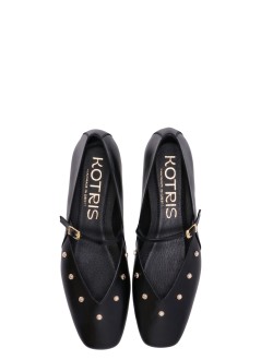 kotris sandals bailarina mujer leather flat ballerinas - w21005 black