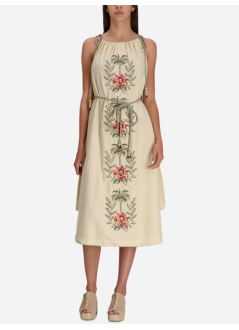 farm rio vestido mujer tropical flower embroidered sand maxi dress - 332810 l0029
