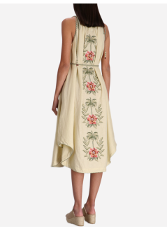 farm rio vestido mujer tropical flower embroidered sand maxi dress - 332810 l0029