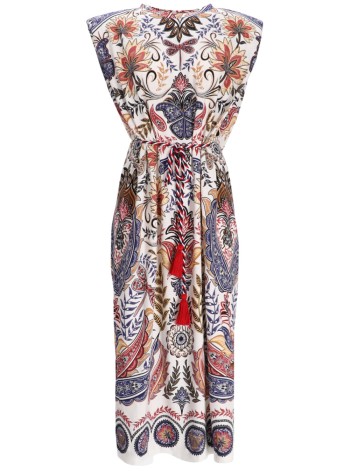 farm rio vestido mujer boho glam off white midi dress - 332213 25017
