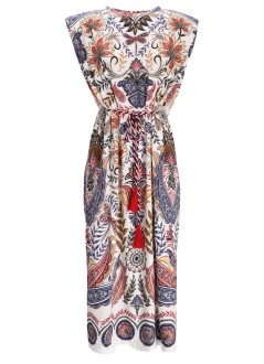 farm rio vestido mujer boho glam off white midi dress - 332213 25017