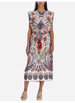 farm rio vestido mujer boho glam off white midi dress - 332213 25017
