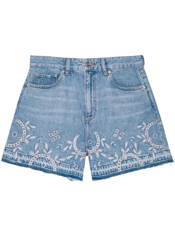 ganni short pant womanbroderie anglaise denim shorts - j1678 564