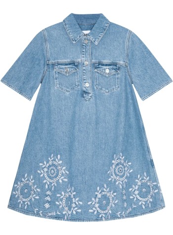 ganni dress womanbroderie anglaise denim mini dress - j1694 564