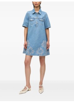 ganni vestido mujer broderie anglaise denim mini dress - j1694 564