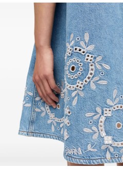 ganni vestido mujer broderie anglaise denim mini dress - j1694 564