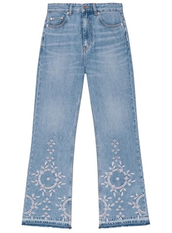 ganni pant  womanbroderie anglaise denim betzy cropped - j1714 564