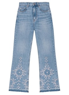ganni pant  womanbroderie anglaise denim betzy cropped - j1714 564