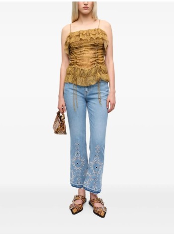 ganni pant  womanbroderie anglaise denim betzy cropped - j1714 564 2