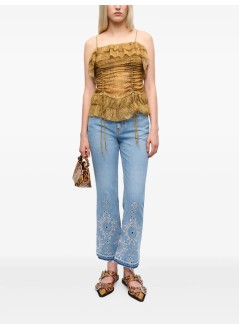 ganni pant  womanbroderie anglaise denim betzy cropped - j1714 564
