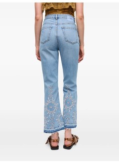 ganni pant  womanbroderie anglaise denim betzy cropped - j1714 564