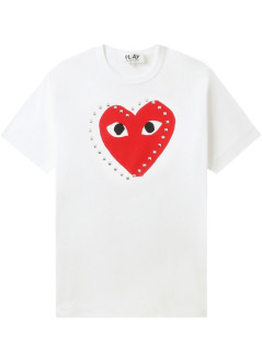 comme des garçons play camiseta hombre shirt print red x black x studs - axt803051 white