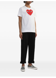 comme des garçons play camiseta hombre shirt print red x black x studs - axt803051 white