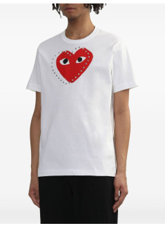 comme des garçons play camiseta hombre shirt print red x black x studs - axt803051 white