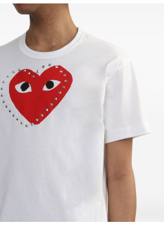 comme des garçons play camiseta hombre shirt print red x black x studs - axt803051 white