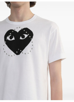 comme des garçons play camiseta hombre shirt print black x studs - axt804051 white