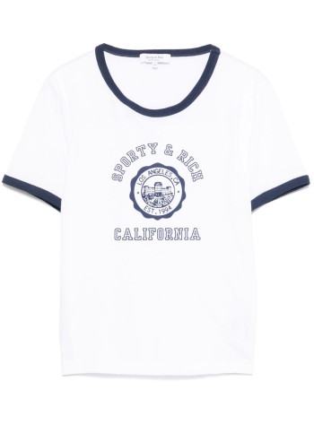 sporty & rich top womancalifornia emblem ringer tee - to073606205wh01 48