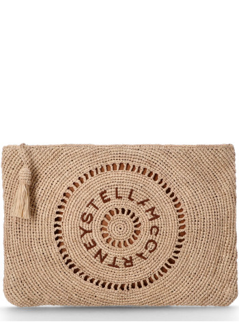 stella mccartney clutch womanlogo pouch eco crochet raffia - 7p0079wp0375 9370