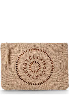 stella mccartney clutch mujer logo pouch eco crochet raffia - 7p0079wp0375 9370