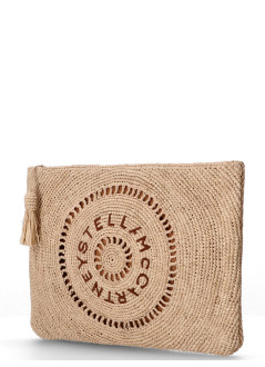 stella mccartney clutch mujer logo pouch eco crochet raffia - 7p0079wp0375 9370