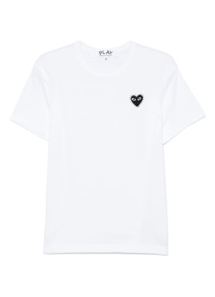 comme des garçons play camiseta hombre shirt emblem x rhinestone - axt801051 white black