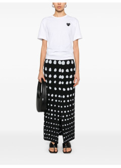 comme des garçons play camiseta hombre shirt emblem x rhinestone - axt801051 white black