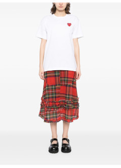 comme des garçons play camiseta hombre shirt emblem x rhinestone - axt801051 white red