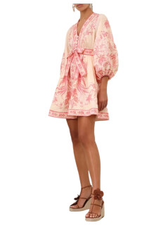zimmermann dress womanlucky plunge mini dress - 3500dss252 crmpnkflo