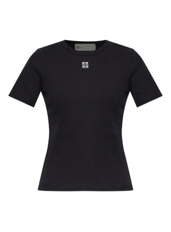tory burch top womancotton rib logo tee - 170886002 002