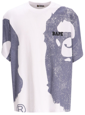 bape t-shirt manwater print college relaxed fit tee m - 001csl301339m white