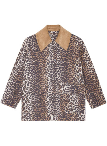 ganni outerwear womanprinted canvas midi jacket - w0391 859