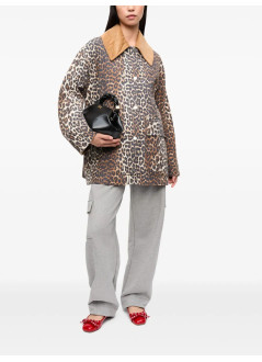ganni outerwear mujer printed canvas midi jacket - w0391 859