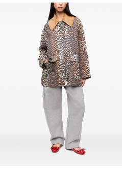 ganni outerwear mujer printed canvas midi jacket - w0391 859