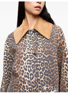 ganni outerwear mujer printed canvas midi jacket - w0391 859