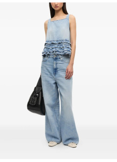 ganni top womansoft rigid denim frill top - j1818 564