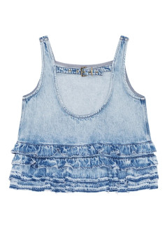 ganni top womansoft rigid denim frill top - j1818 564