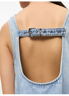ganni top womansoft rigid denim frill top - j1818 564
