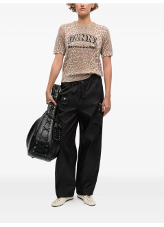 ganni top mujer graphic wool mix printed leopard t shirt - k2500 943