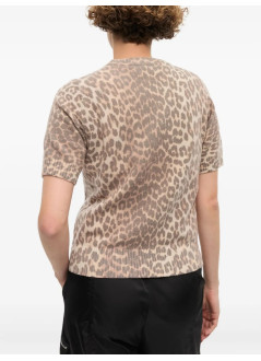 ganni top mujer graphic wool mix printed leopard t shirt - k2500 943