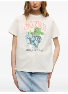 ganni top womanbasic cotton jersey grapes relaxed t shirt - t4230 135