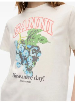 ganni top womanbasic cotton jersey grapes relaxed t shirt - t4230 135