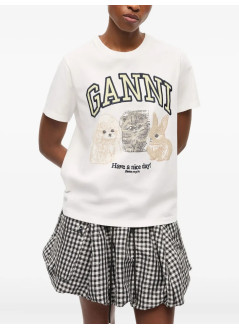 ganni top womanbasic cotton jersey animals relaxed t shirt - t4237 151
